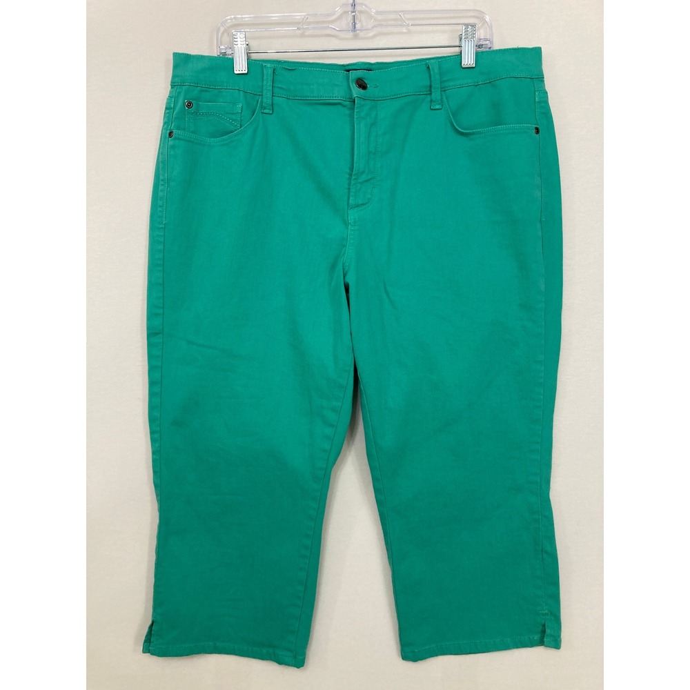 NYDJ Ariel Crop‎ Pants size 16W Kelly Green Lift Tuck Stretch Capri